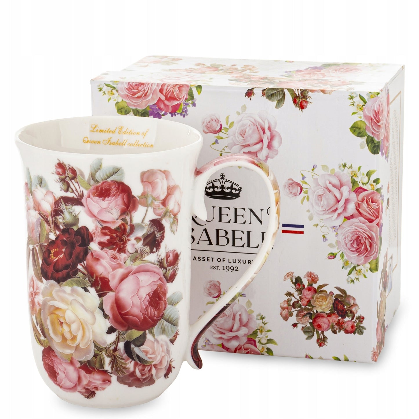 Kubek Porcelanowy w Róże 400 ml Kwiaty Romantyczny Prezent Dzien kobiet