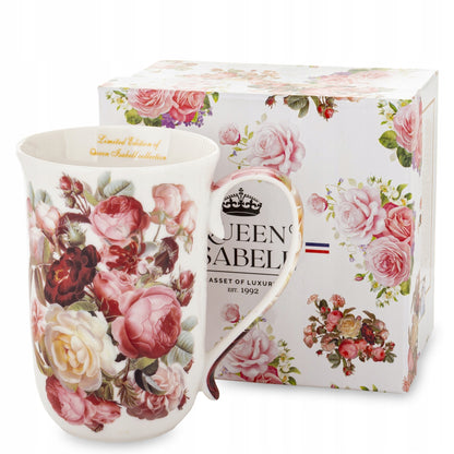 Kubek Porcelanowy w Róże 400 ml Kwiaty Romantyczny Prezent Dzien kobiet