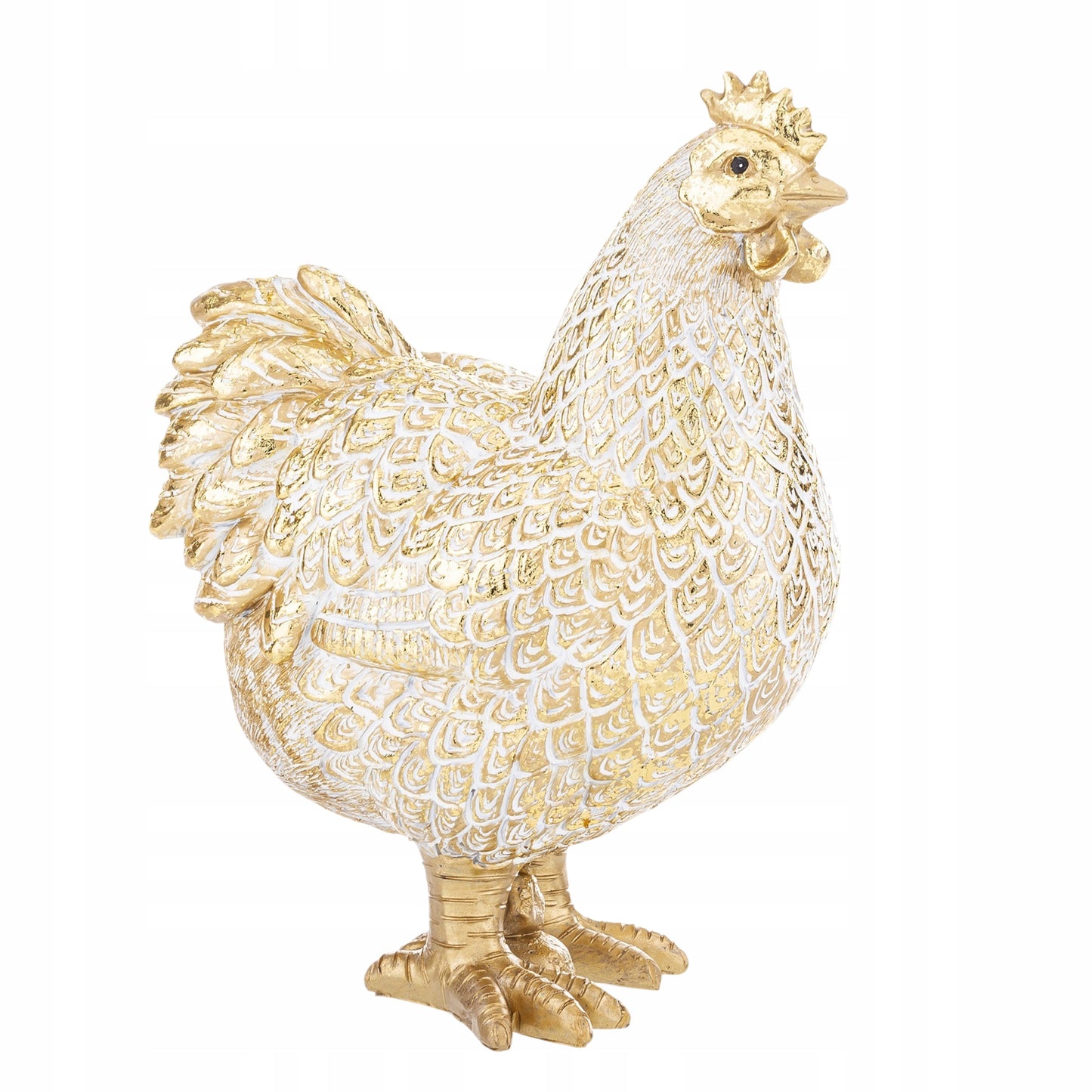 Figurka KURA 24cm biało-złota wielkanocna dekoracja