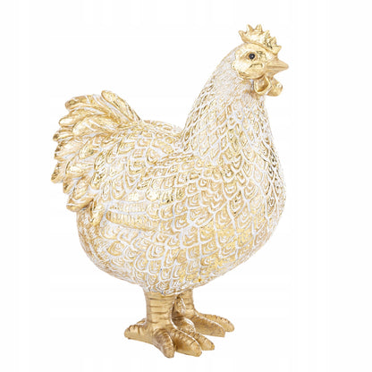 Figurka KURA 24cm biało-złota wielkanocna dekoracja