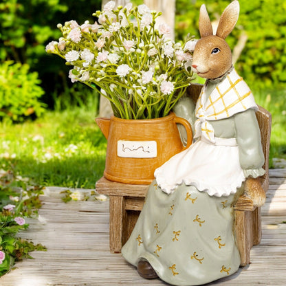 Figurka Pani Królik zajączek wielkanocna 25cm zając w kapeluszu