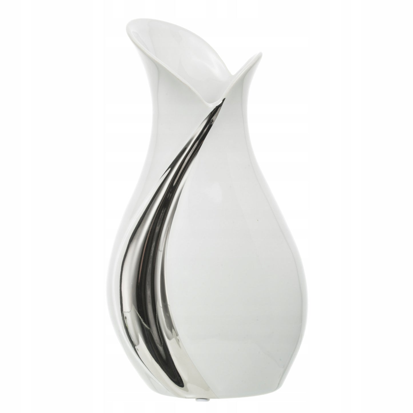 Wazon ceramiczny biało-srebrny 30,5 cm glamour modern biały srebrny