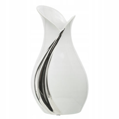 Wazon ceramiczny biało-srebrny 30,5 cm glamour modern biały srebrny