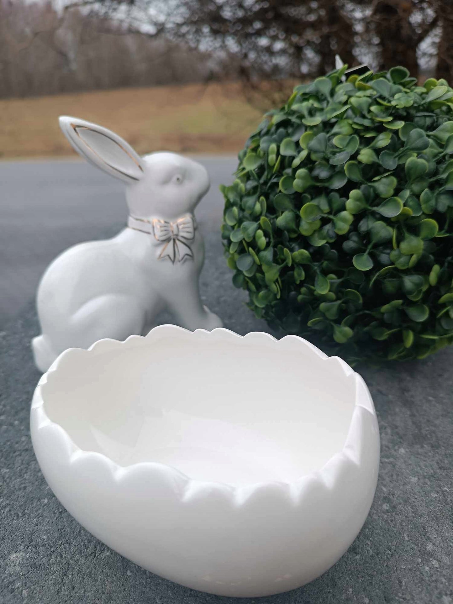 Osłonka wielkanocna ceramiczna jajko na owies rzeżuchę wiosenne stroiki