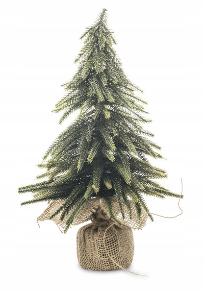 sztuczna choinka mała w jucie 36 cm pozłacana