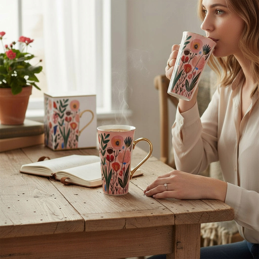 Porcelanowy Duży ozdobny kubek XXL w pudełku na prezent 700ml