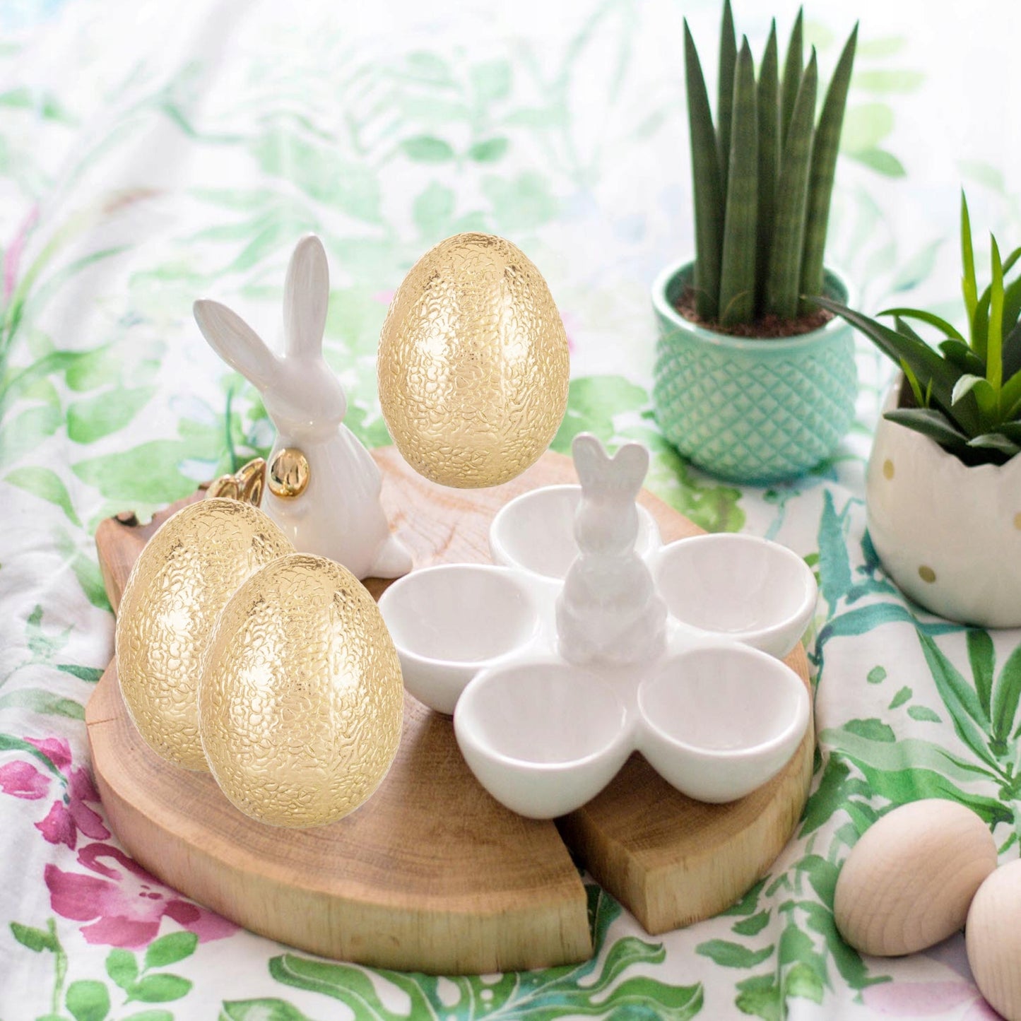 Figurka wielkanocna ceramika jajko 13 cm jajo pisanka złote