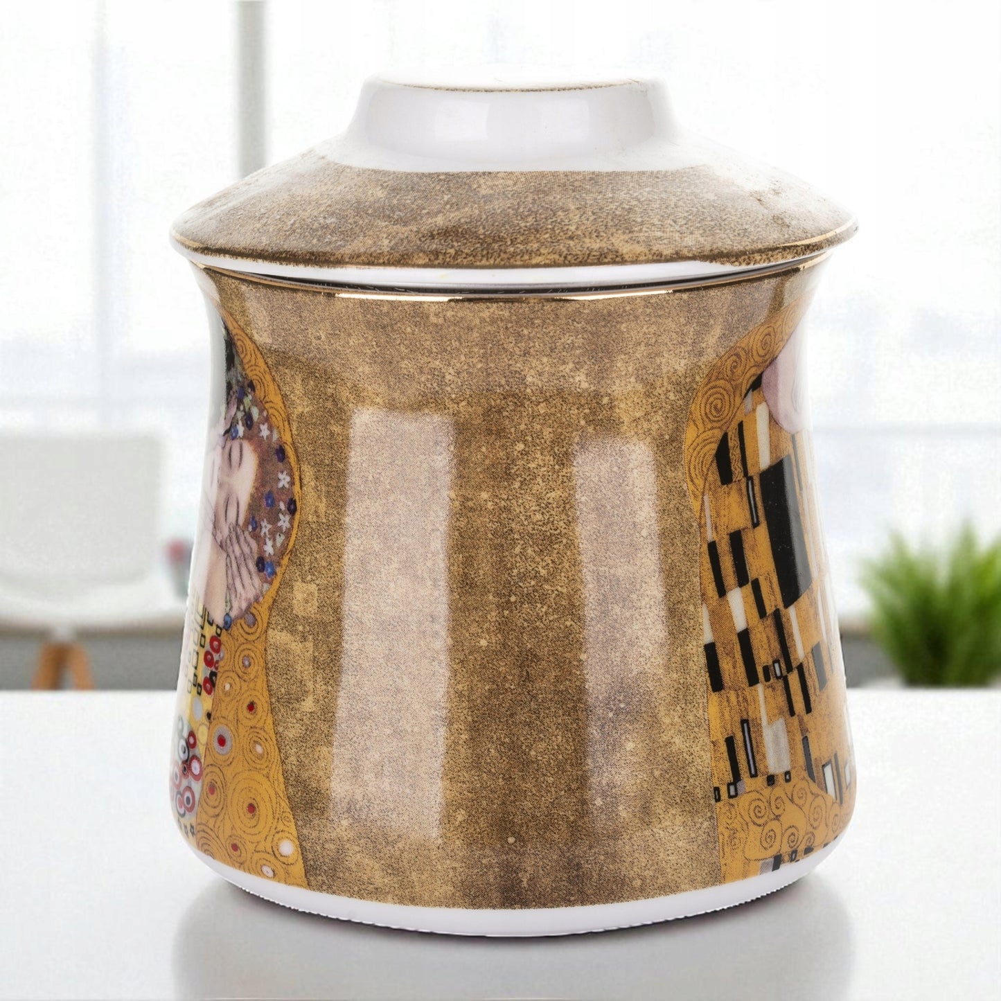 Kubek z zaparzaczem w pudełku Pocałunek Gustav Klimt porcelana zaparzacz