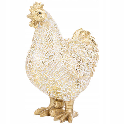 Figurka KURA 24cm biało-złota wielkanocna dekoracja