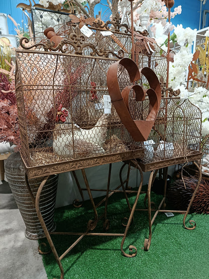 Klatka dekoracyjna metalowa komplet 2 szt. brązowy 122x57x31,5 105x49x27 86x41x21,5