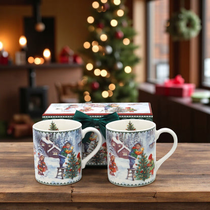 Kolekcja świąteczna zima Zestaw 2 Kubków Porcelanowych 250 ml prezent