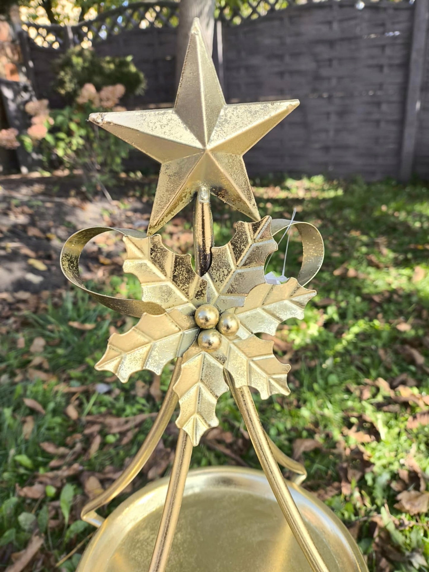 Patera dekoracyjna choinka złota etażerka metalowa taca duża 73x34 cm