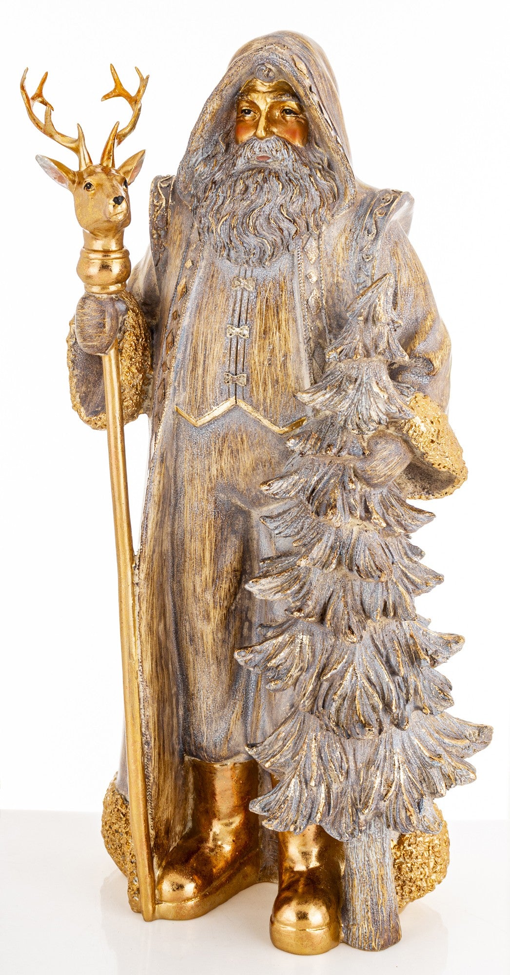Figurka świąteczna Mikołaj złoty tworzywo sztuczne 50x25x21 cm Casa Roma
