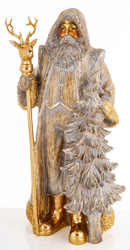 Figurka świąteczna Mikołaj złoty tworzywo sztuczne 50x25x21 cm Casa Roma