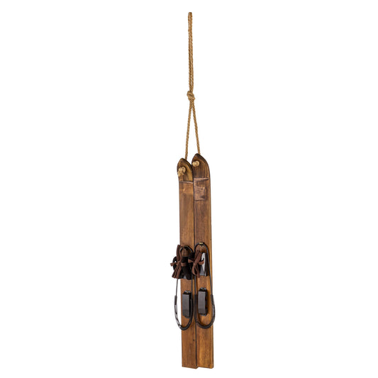 Figurka świąteczna brązowy drewno 83x8x5, wys. narty 51 cm Alpine