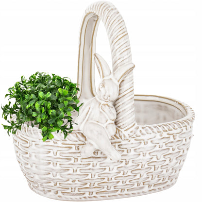 Ceramiczny Koszyk Wielkanocny Porcelanowa Miska Zajączek 17x18x14,5 cm