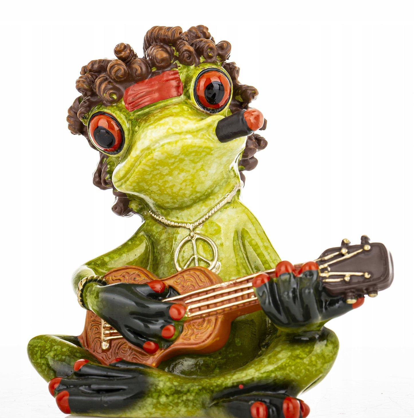figurka żaba z cygarem hipis z gitarą PEACE żabka dekoracja na prezent