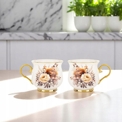 Kubek w pudełku porcelana 450 ml filiżanka wzór w kwiaty prezentowy
