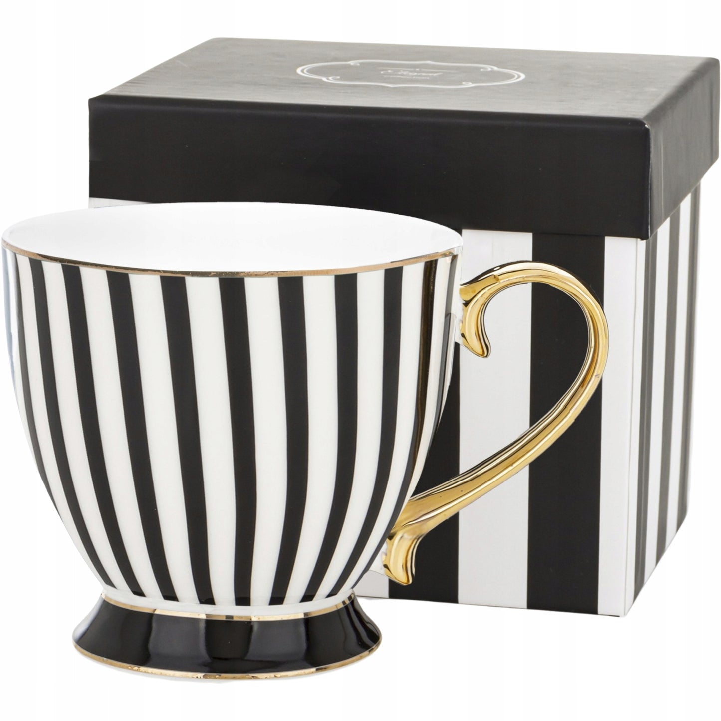 Kubek duży filiżanka czarny biały porcelana 380 ml w pudełku na prezent