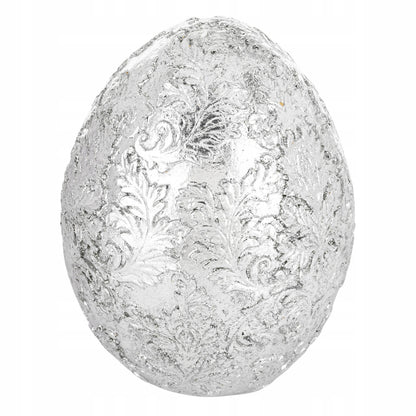 Figurka wielkanocna pisanka srebrna zdobione jajko 15 cm ozdoba dekoracja