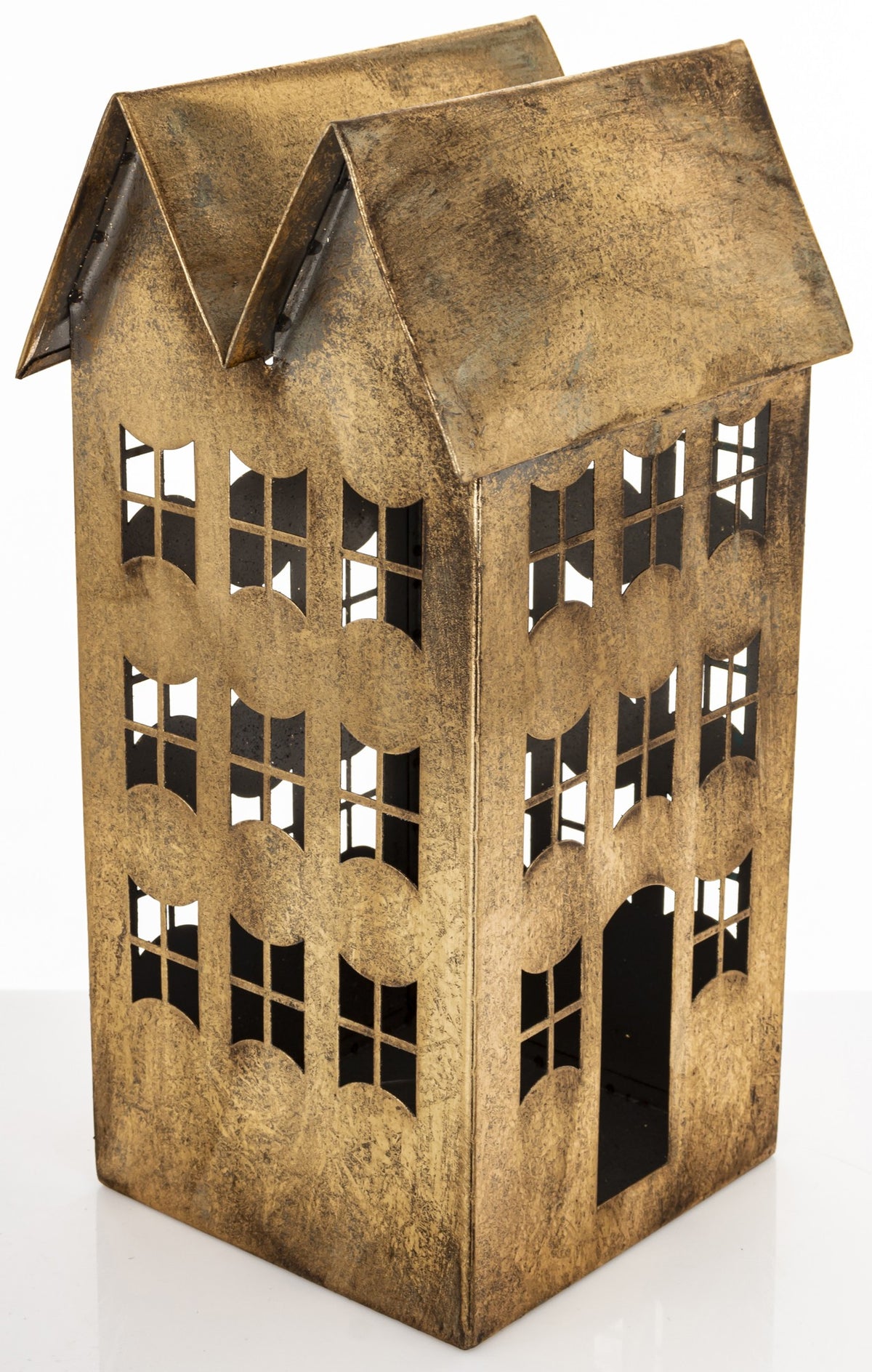 Figurka świąteczna Dekoracja Metalowa Domek złoty 35x18,5x16,5
