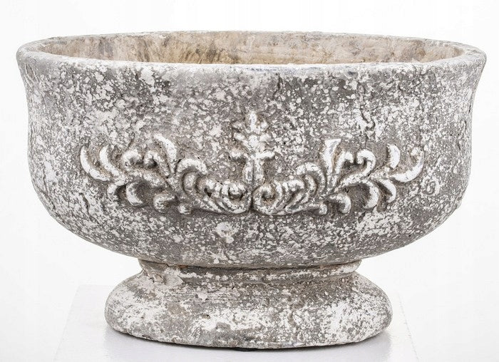 Osłonka betonowa owalna na kwiaty zioła 15 x 16 cm beton