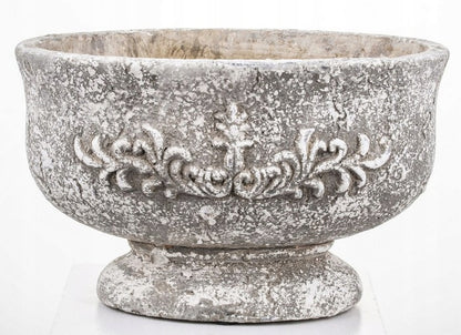 Osłonka betonowa owalna na kwiaty zioła 15 x 16 cm beton