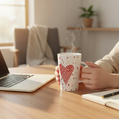 Duży porcelanowy kubek w pudełku czerwony na walentynki prezent 450 ml