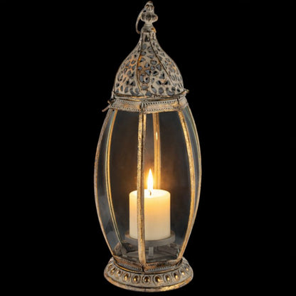 Lampion Latarenka Świecznik Metal Szkło Loft Rustykalny marokański 53 cm