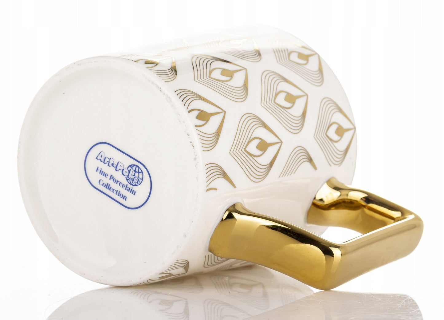 Porcelanowy Kubek elegancki złote ucho 310ml gustowny na prezent
