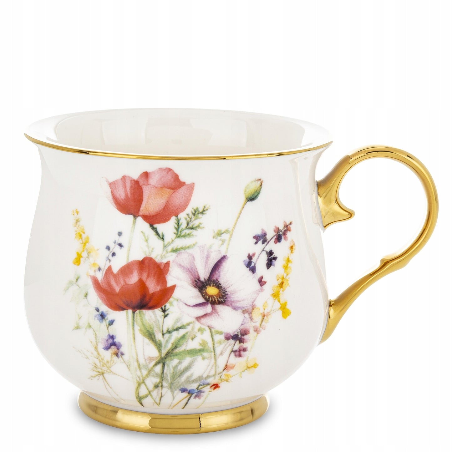 Porcelanowy duży kubek w kwiaty filiżanka do kawy herbaty 450 ml w pudełku