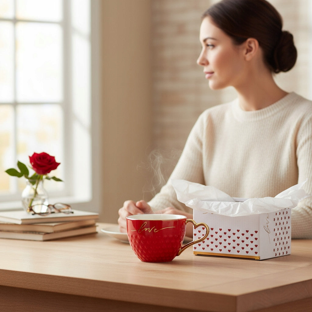 Porcelanowy kubek w ozdobnym pudełku na prezent love 500 ml filiżanka
