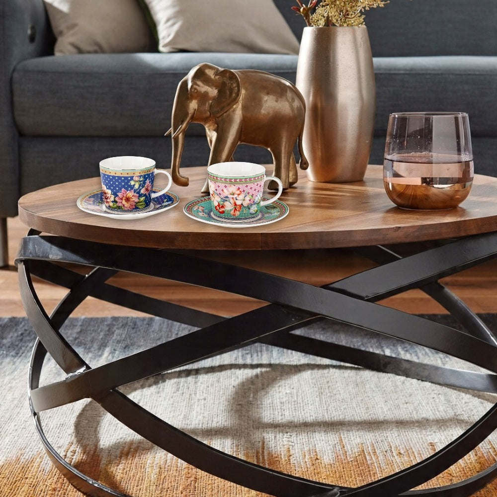 Zestaw Filiżanek ze Spodkiem 2 szt. 220 ml komplet porcelanowy kawowy