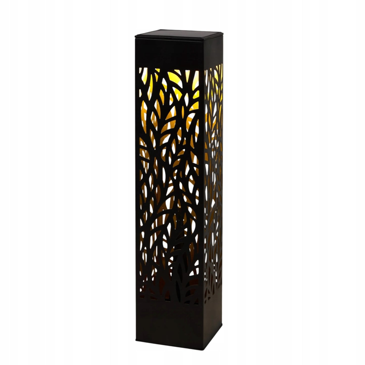 Lampa solarna ogrodowa czarna 53 cm ciepłe światło LED dekoracyjna słupek