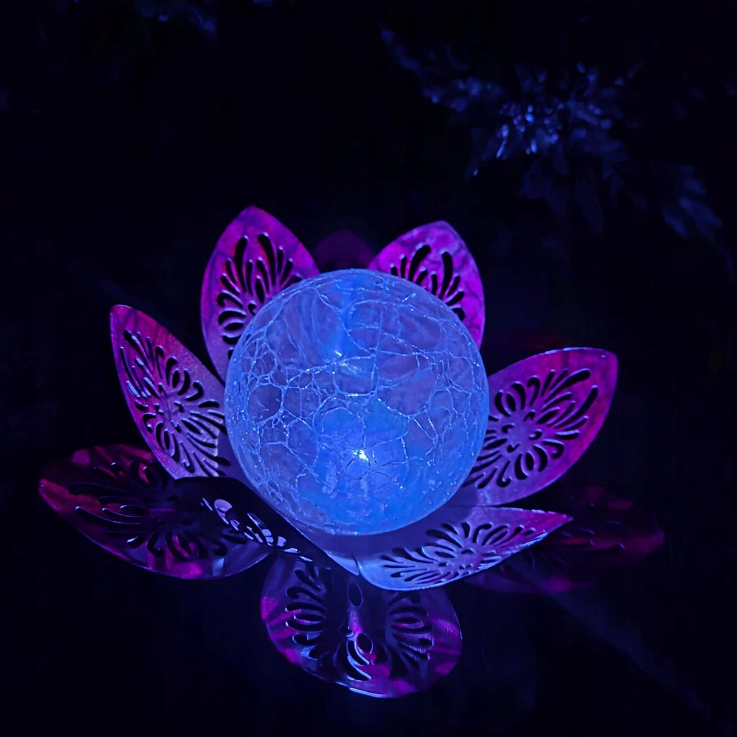 Lampa SOLARNA kwiat LOTOSU,ŻÓŁTO POMARAŃCZOWA Lampion latarenka LOTOS