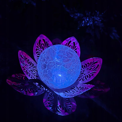 Lampa SOLARNA kwiat LOTOSU,ŻÓŁTO POMARAŃCZOWA Lampion latarenka LOTOS
