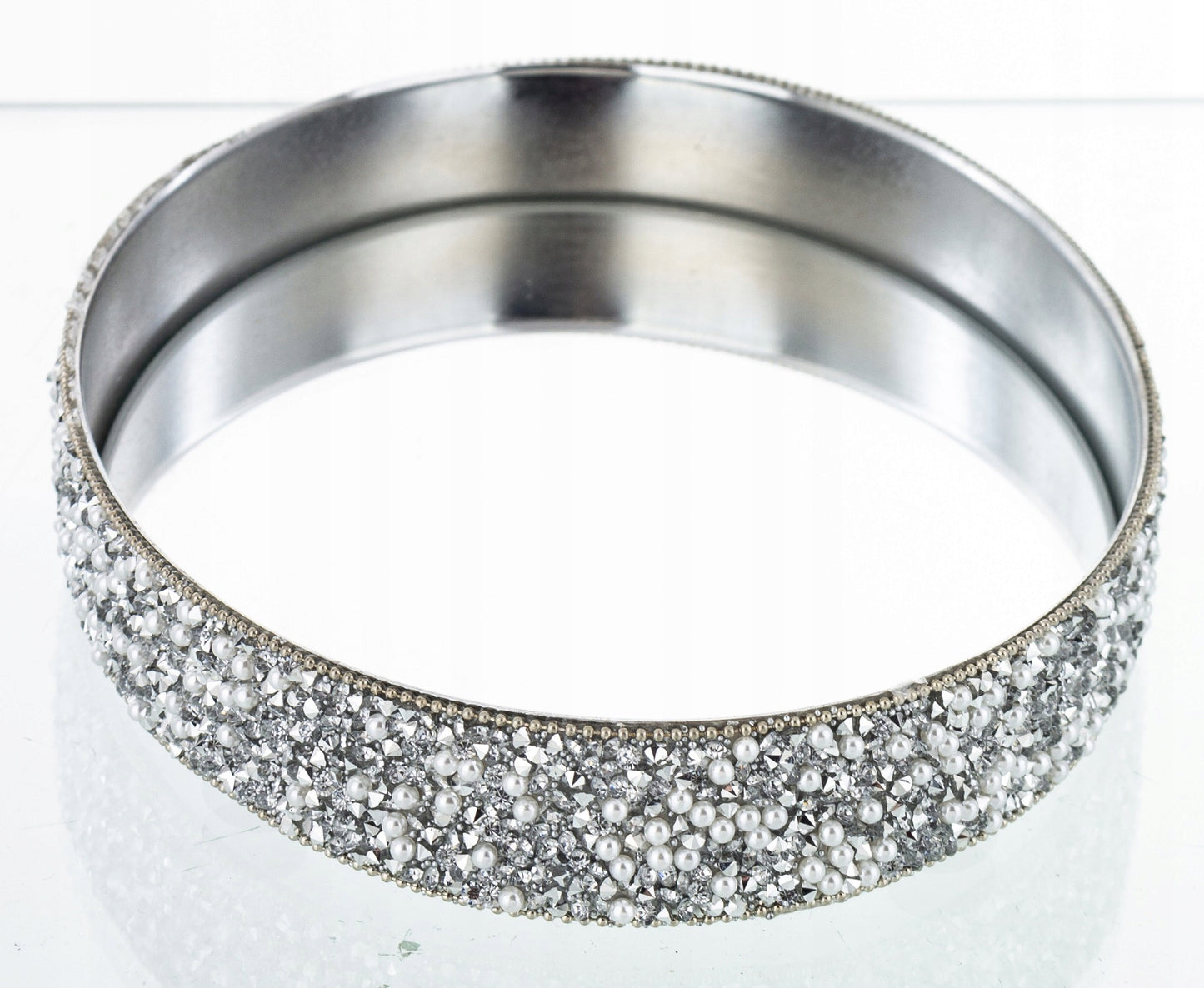 TACA DEKORACYJNA LUSTRZANA SREBRNA GLAMOUR 18,5x11,5cm podstawka lustro