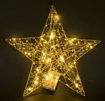 Ozdoba gwiazda LED metalowa złota 40x40x9 cm