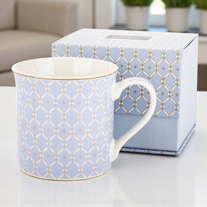 Kubek duży porcelanowy w pudełku niebieski na prezent 380 ml