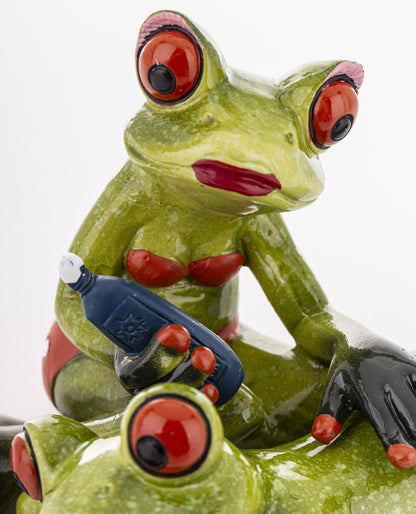 FIGURKA ŻABY PLAŻOWICZE 8,5x21x10cm żabki na wakacjach opalanie