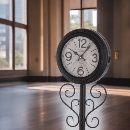 Zegar podłogowy metalowy czarny mat na nodze loft retro 151cm