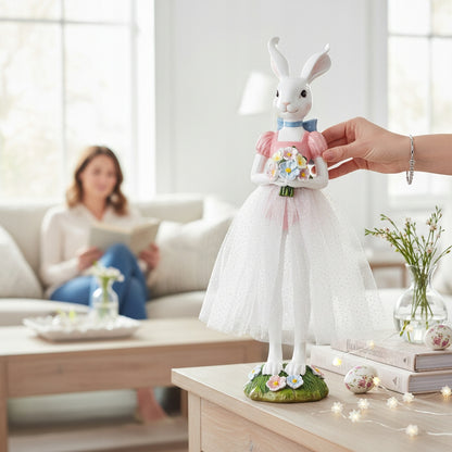 figurka zajączek wielkanocny biały dziewczynka króliczek 40cm XL