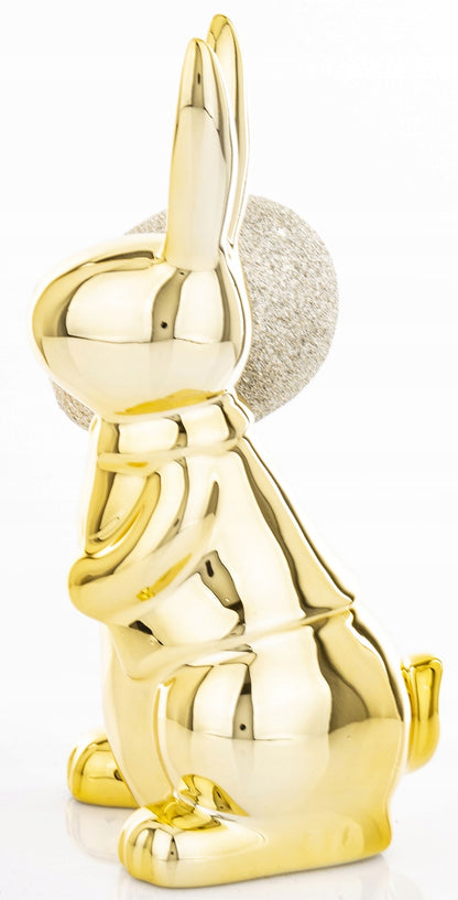 złoty zajączek z pisanką figurka wielkanocna królik 18cm króliczek