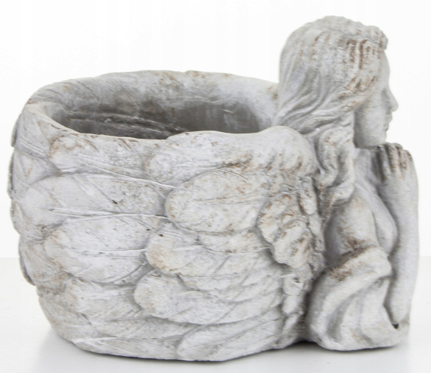 Osłonka betonowa doniczka Aniol szara 13x13x16cm
