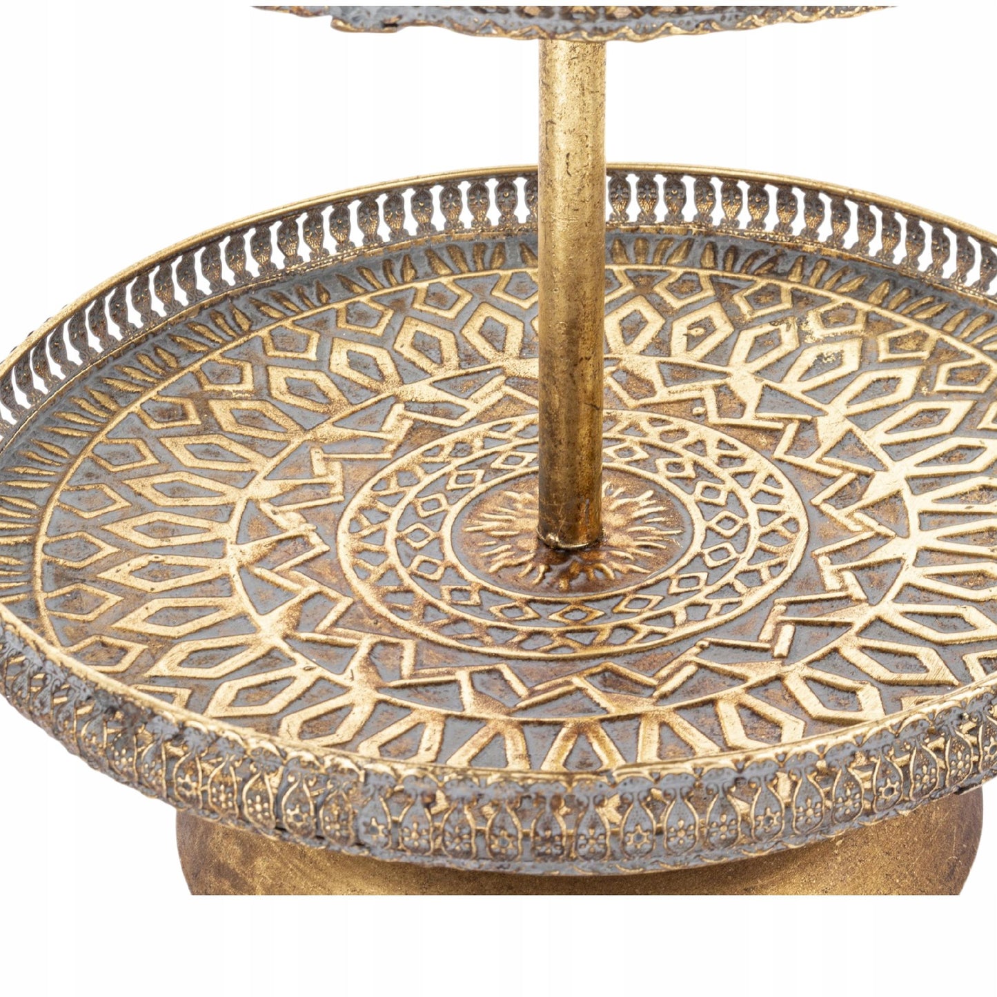 Patera dekoracyjna etażerka taca złota metalowa 55x37 cm