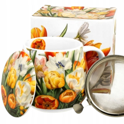 Kubek zaparzacz baryłka w pudełku porcelana 430 ml na prezent