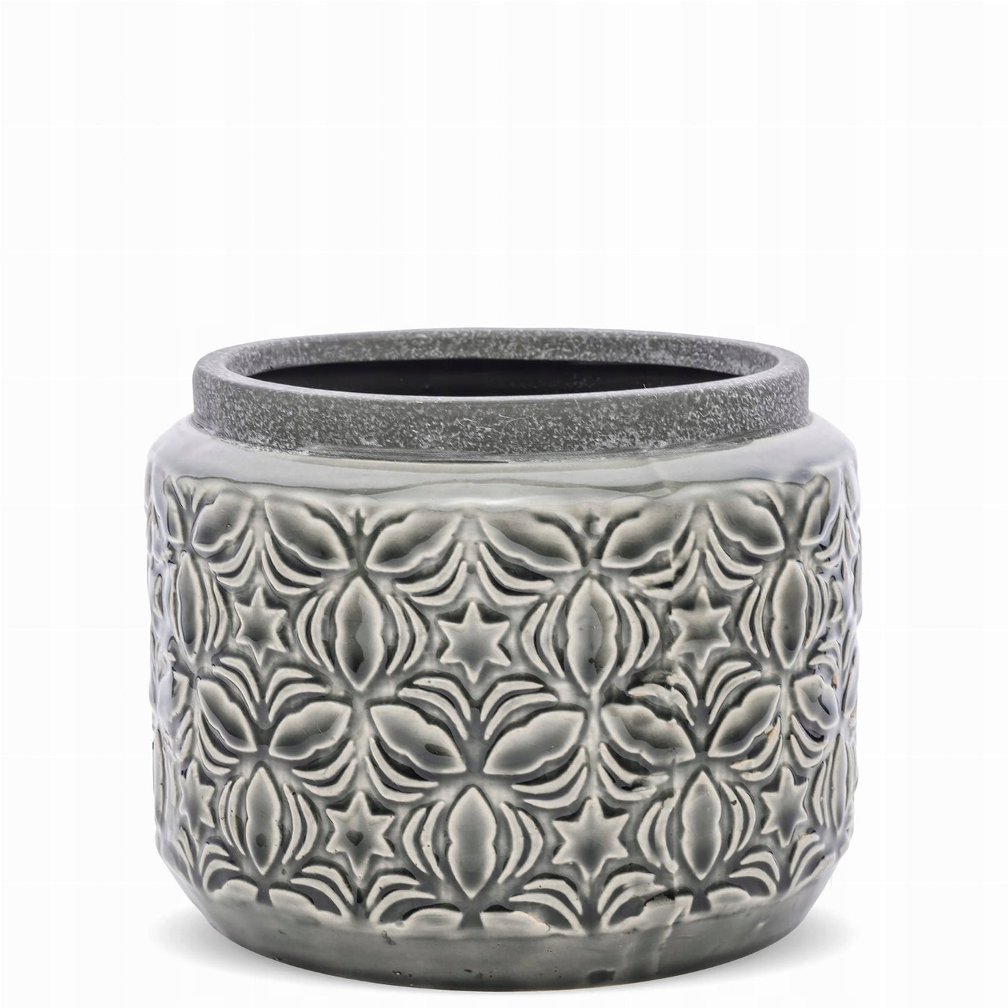 Osłonka ceramiczna 13,5x15,5 cm szara brązowa doniczka