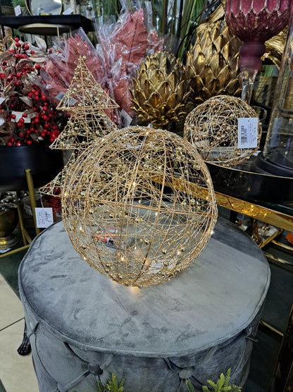 Ozdobna kula led figura świąteczna ozdoba złota