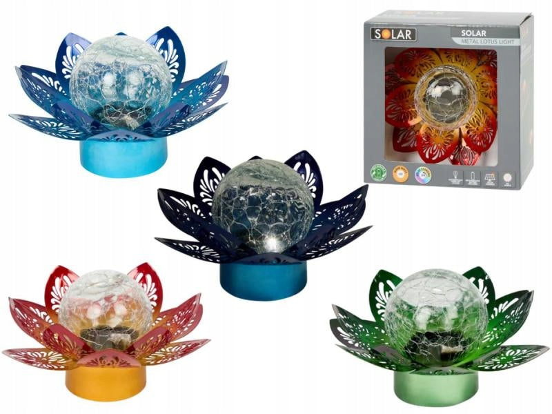 Lampa SOLARNA -kwiat LOTOSU, kolor zielony Lampion latarenka