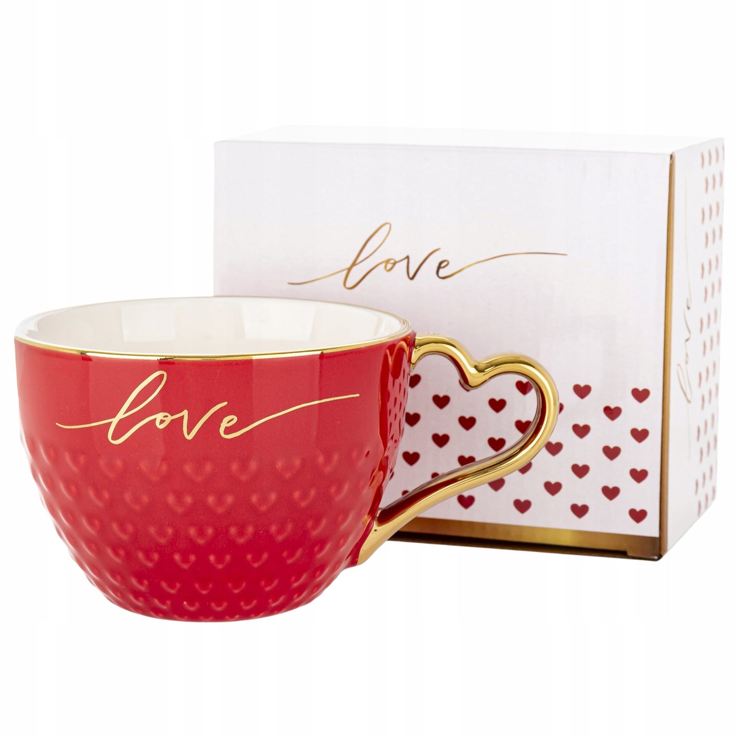Porcelanowy kubek w ozdobnym pudełku na prezent love 500 ml filiżanka
